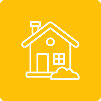 House icon on yellow background.