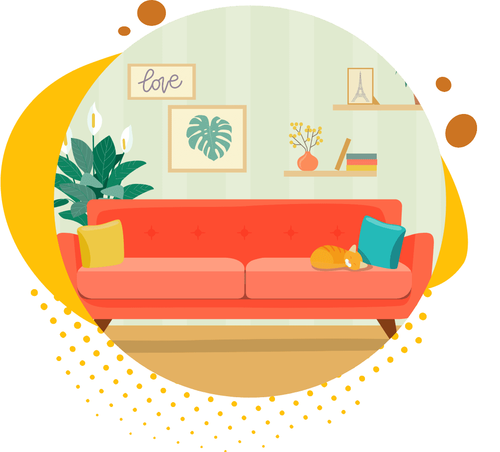 yellow-image-pattern (3) A living room with a couch and plants