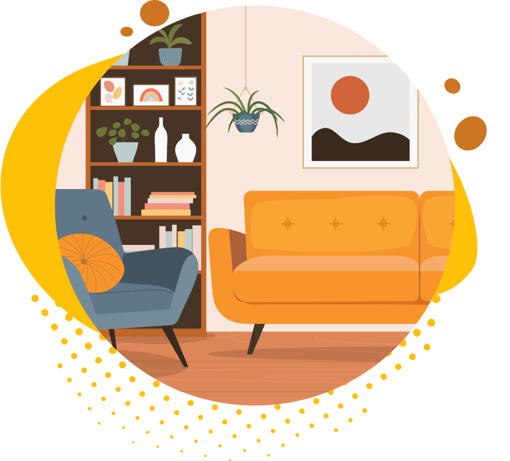 yellow-image-pattern A living room with a chair and couch